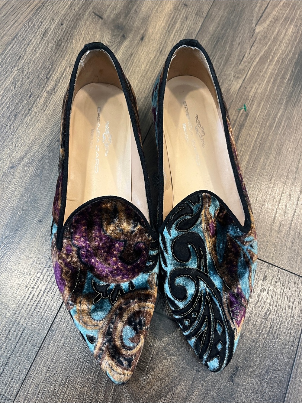 Brenda Zaro Multicolor Velvet Pointed Loafers